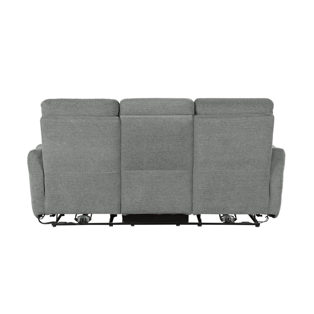 Eddie Power Double Recliner Sofa w USB | Lay Flat | Dove Gray Chenille BM336157