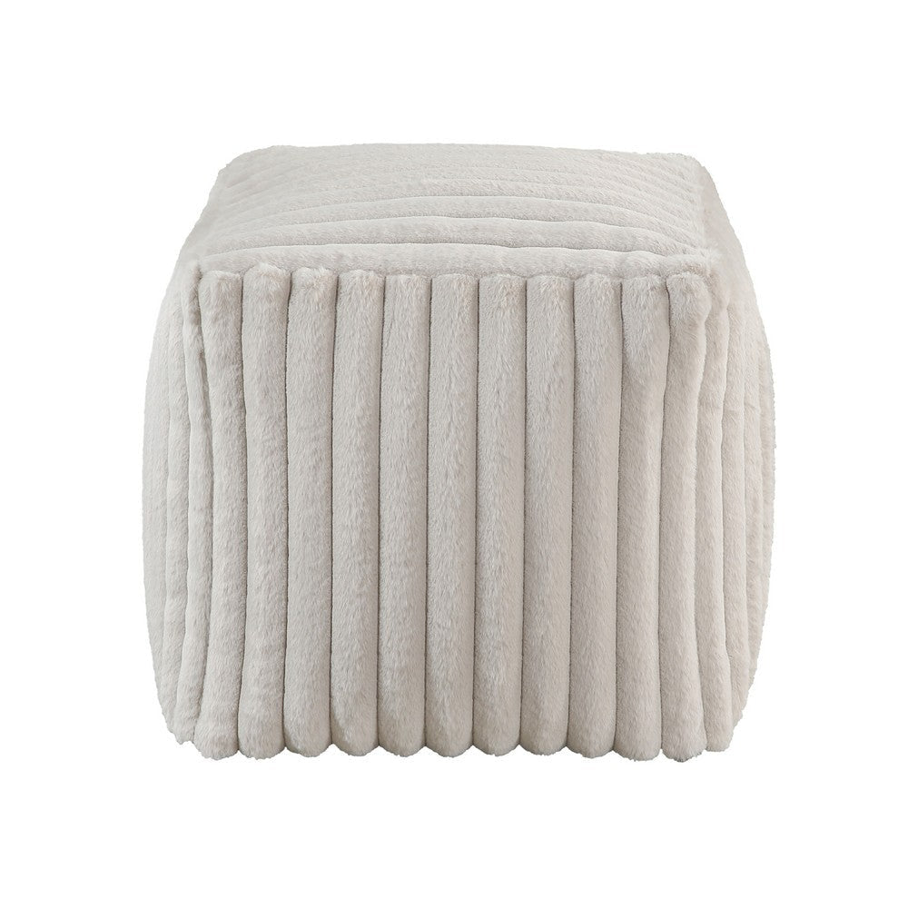 Modern Ottoman | Off White Ribbed Corduroy Zipper Cover | 16’’ Square BM336164
