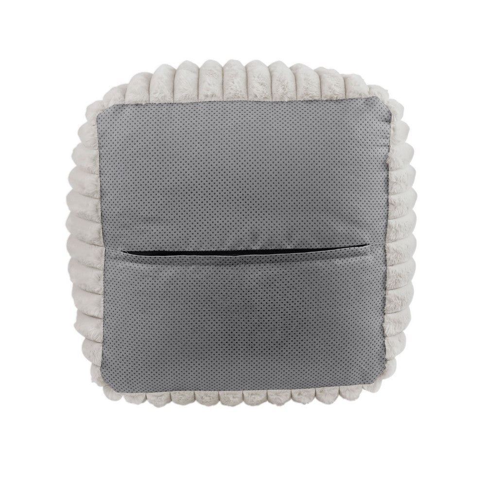 Modern Ottoman | Off White Ribbed Corduroy Zipper Cover | 16’’ Square BM336164