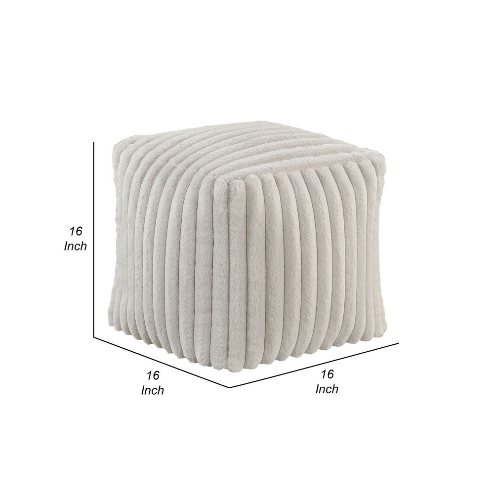 Modern Ottoman | Off White Ribbed Corduroy Zipper Cover | 16’’ Square BM336164