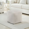 Modern Ottoman | Off White Ribbed Corduroy Zipper Cover | 16" Square