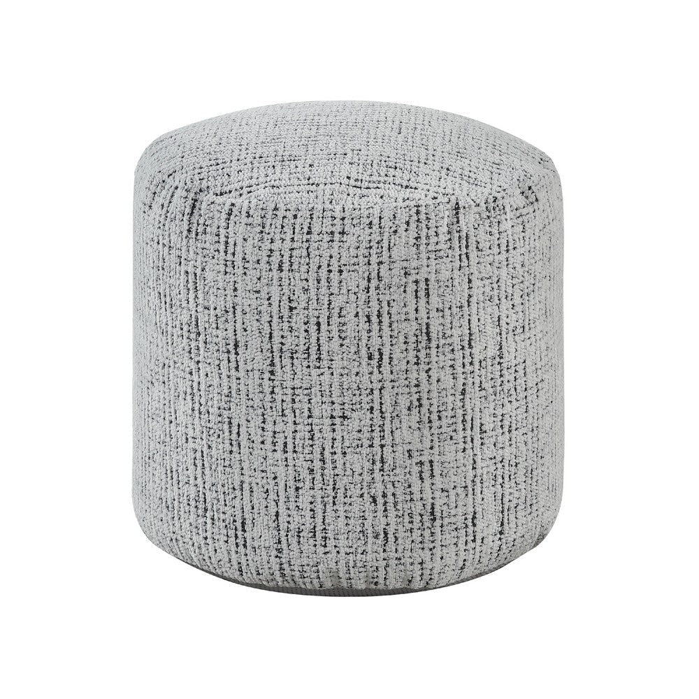 Modern Pouf Ottoman | Light Gray Soft Textured Chenille | 16" Round