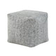 Modern Pouf Ottoman | Black White Soft Textured Chenille | 16’’ Square BM336166