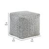 Modern Pouf Ottoman | Black White Soft Textured Chenille | 16’’ Square BM336166