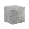 Modern Pouf Ottoman | Black White Soft Textured Chenille | 16" Square