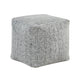 Modern Pouf Ottoman | Black White Soft Textured Chenille | 16" Square