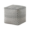 Modern Pouf Ottoman | Black White Basket Woven Jacquard | 16’’ Square BM336167