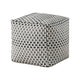 Modern Pouf Ottoman | Black White Basket Woven Jacquard | 16’’ Square BM336167