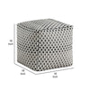Modern Pouf Ottoman | Black White Basket Woven Jacquard | 16’’ Square BM336167