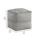 Modern Pouf Ottoman | Black White Basket Woven Jacquard | 16’’ Square BM336167