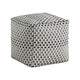 Modern Pouf Ottoman | Black White Basket Woven Jacquard | 16" Square