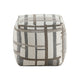 Modern Pouf Ottoman | Beige Gray Chunky Plaid Jacquard | 16’’ Square BM336168