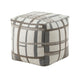 Modern Pouf Ottoman | Beige Gray Chunky Plaid Jacquard | 16’’ Square BM336168