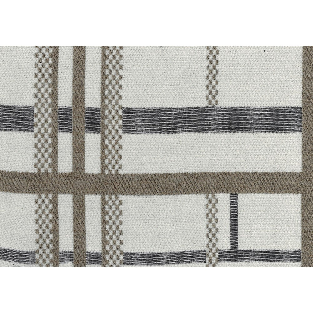 Modern Pouf Ottoman | Beige Gray Chunky Plaid Jacquard | 16’’ Square BM336168