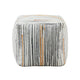 Modern Pouf Ottoman | Multicolor Vertical Striped Pattern Jacquard 16’’ BM336169