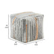 Modern Pouf Ottoman | Multicolor Vertical Striped Pattern Jacquard 16’’ BM336169