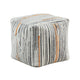 Modern Pouf Ottoman | Multicolor Vertical Striped Pattern Jacquard 16"