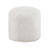 Modern Pouf Ottoman | 16’’ Round w Fluffy Off White Faux Fur Texture BM336171