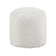 Modern Pouf Ottoman | 16’’ Round w Fluffy Off White Faux Fur Texture BM336171