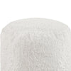 Modern Pouf Ottoman | 16’’ Round w Fluffy Off White Faux Fur Texture BM336171