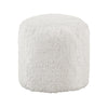 Modern Pouf Ottoman | 16" Round w Fluffy Off White Faux Fur Texture