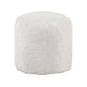 Modern Pouf Ottoman | 16" Round w Fluffy Off White Faux Fur Texture
