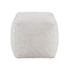 Modern Pouf Ottoman | Plush Off White Faux Fur Texture | 16’’ Square BM336172