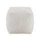 Modern Pouf Ottoman | Plush Off White Faux Fur Texture | 16’’ Square BM336172