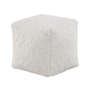 Modern Pouf Ottoman | Plush Off White Faux Fur Texture | 16’’ Square BM336172
