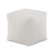 Modern Pouf Ottoman | Plush Off White Faux Fur Texture | 16’’ Square BM336172