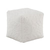 Modern Pouf Ottoman | Plush Off White Faux Fur Texture | 16" Square