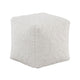Modern Pouf Ottoman | Plush Off White Faux Fur Texture | 16" Square