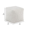 Modern Pouf Ottoman | Plush Off White Faux Fur Texture | 16’’ Square BM336172