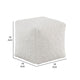 Modern Pouf Ottoman | Plush Off White Faux Fur Texture | 16’’ Square BM336172