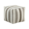 Modern Pouf Ottoman | White Taupe Wide Striped Jacquard | 16" Square