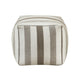 Modern Pouf Ottoman | White Taupe Wide Striped Jacquard | 16’’ Square BM336173
