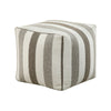 Modern Pouf Ottoman | White Taupe Wide Striped Jacquard | 16’’ Square BM336173