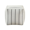 Modern Pouf Ottoman | White Black Striped Jacquard | 16’’ Square BM336174