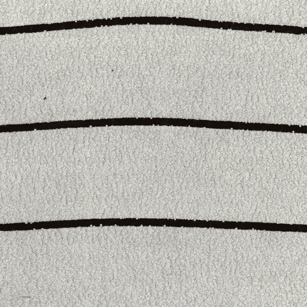 Modern Pouf Ottoman | White Black Striped Jacquard | 16’’ Square BM336174