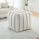 Modern Pouf Ottoman | White Black Striped Jacquard | 16" Square