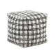 Modern Pouf Ottoman | White Black Check Pattern Jacquard | 16" Square