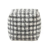 Modern Pouf Ottoman | White Black Check Pattern Jacquard | 16’’ Square BM336175