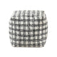 Modern Pouf Ottoman | White Black Check Pattern Jacquard | 16’’ Square BM336175