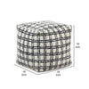Modern Pouf Ottoman | White Black Check Pattern Jacquard | 16’’ Square BM336175
