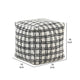 Modern Pouf Ottoman | White Black Check Pattern Jacquard | 16’’ Square BM336175