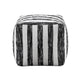 Modern Pouf Ottoman | Black White Wide Striped Jacquard | 16’’ Square BM336176