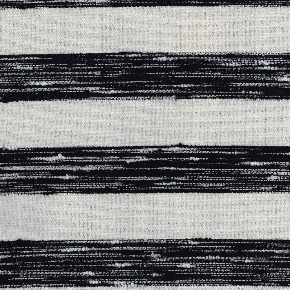 Modern Pouf Ottoman | Black White Wide Striped Jacquard | 16’’ Square BM336176