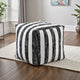 Modern Pouf Ottoman | Black White Wide Striped Jacquard | 16" Square