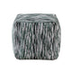 Modern Pouf Ottoman | Green White Curved Striped Jacquard | 16’’ Square BM336177