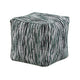 Modern Pouf Ottoman | Green White Curved Striped Jacquard | 16’’ Square BM336177